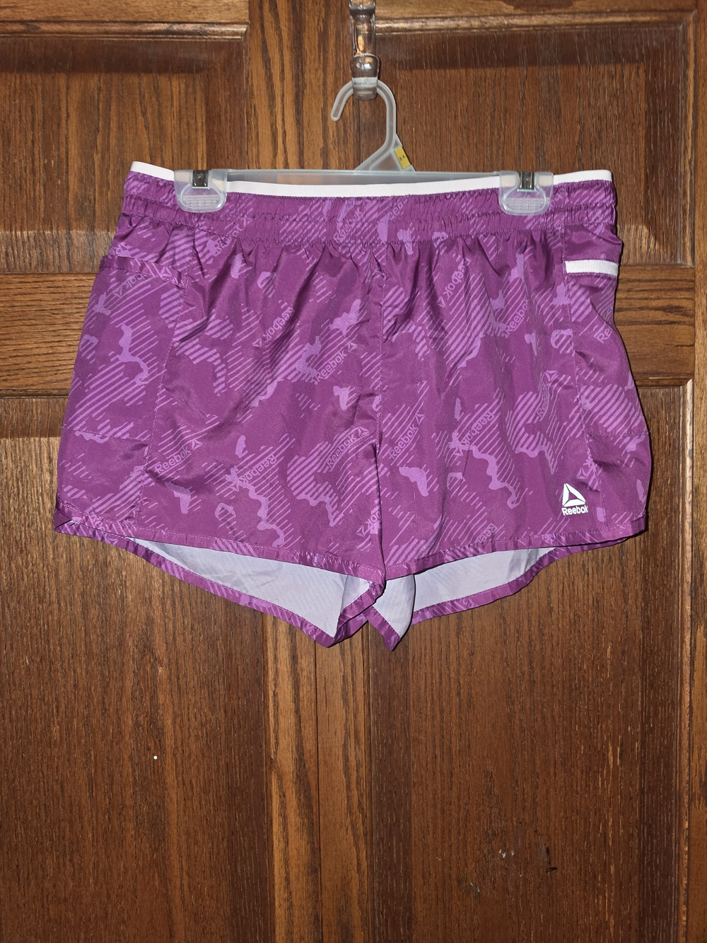 Reebok Women's Purple Athletic Shorts with White Trim